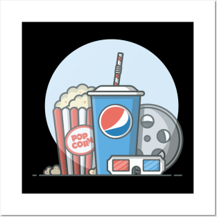 Popcorn, soda and roll film Posters and Art